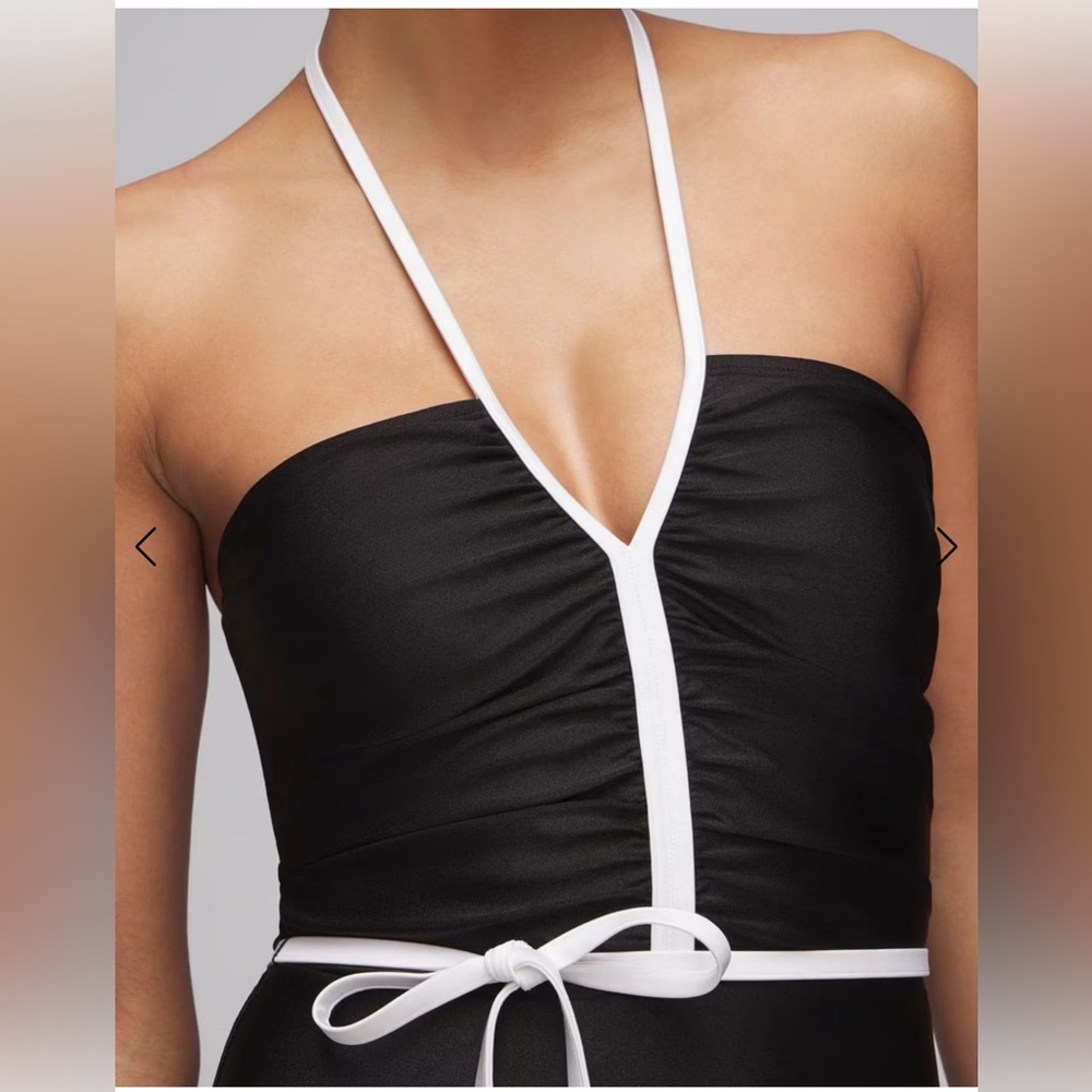 WHBM Retro Ruched One Piece Halter Swimsuit - Picture 4 of 6